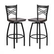 Home Square Metal Restaurant Swivel Bar Stool in Black and Walnut - Set of 2