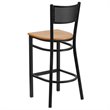 Home Square Metal Grid Back Bar Stool in Black & Natural - Set of 2