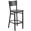 Home Square Metal Grid Back Bar Stool in Black & Walnut - Set of 2