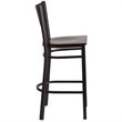 Home Square Metal Grid Back Bar Stool in Black & Walnut - Set of 2