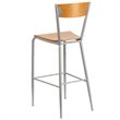 Home Square Metal Restaurant Bar Stool in Natural and Silver - Set of 2