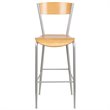 Home Square Metal Restaurant Bar Stool in Natural and Silver - Set of 2