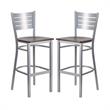 Home Square Bar Stool in Walnut and Silver Finish - Set of 2