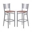 Home Square Bar Stool in Cherry and Silver Finish - Set of 2