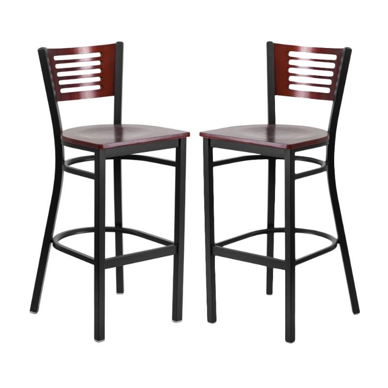 Home Square Bar Stool in Black and Mahogany Finish - Set of 2