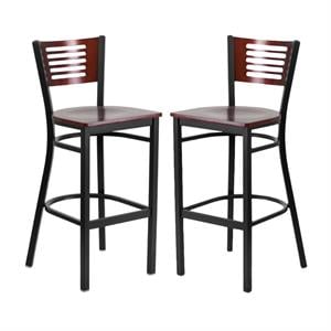 Home Square Bar Stool in Black and Mahogany Finish - Set of 2