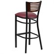 Home Square Metal Restaurant Bar Stool in Burgundy and Walnut - Set of 2