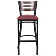 Home Square Metal Restaurant Bar Stool in Burgundy and Walnut - Set of 2