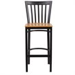 Home Square Metal Restaurant Bar Stool in Black & Natural Finish - Set of 2
