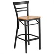 Home Square Metal Restaurant Bar Stool in Black and Natural - Set of 2