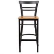 Home Square Metal Restaurant Bar Stool in Black and Natural - Set of 2