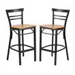 Home Square Metal Restaurant Bar Stool in Black and Natural - Set of 2
