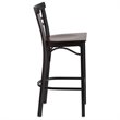 Home Square Metal Restaurant Bar Stool in Black and Walnut - Set of 2