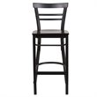 Home Square Metal Restaurant Bar Stool in Black and Walnut - Set of 2