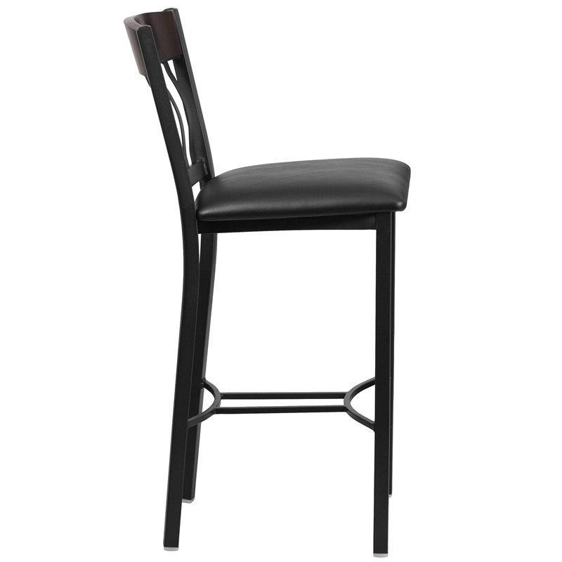 Home Square Wooden Restaurant Bar Stool in Black Finish - Set of 2