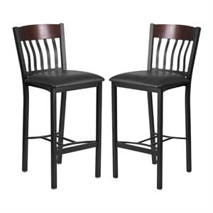 Home Square Wooden Restaurant Bar Stool in Black Finish - Set of 2