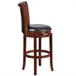 Home Square Wooden Bar Stool in Black and Chestnut - Set of 2