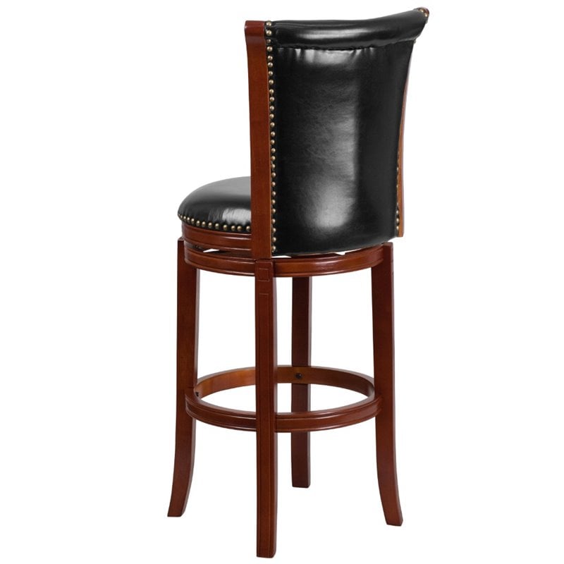 Home Square Wooden Bar Stool in Black and Chestnut - Set of 2