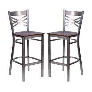 home square 29&quot vinyl upholstered bar stool in walnut - set of 2