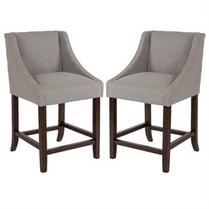 Home Square Carmel 24&quot Upholstered Counter Stool in Light Gray - Set of 2