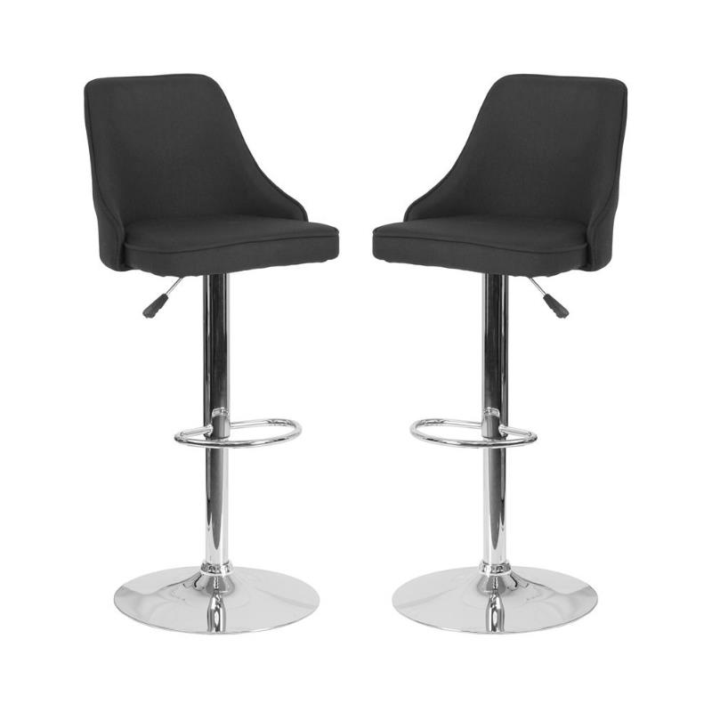 Home Square Trieste Upholstered Adjustable Bar Stool in Black - Set of 2