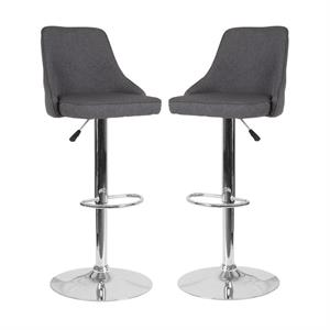 home square trieste upholstered adjustable bar stool in dark gray - set of 2