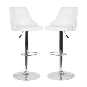 home square trieste leather adjustable bar stool in white - set of 2