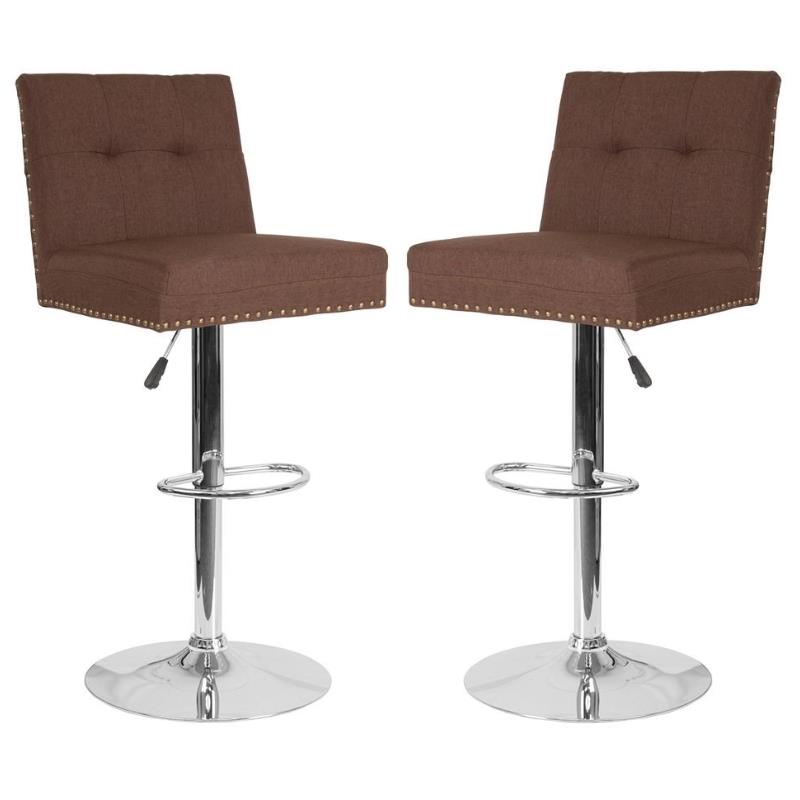 Home Square Ravello Tufted Adjustable Bar Stool in Brown - Set of 2