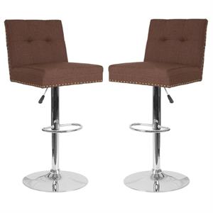 home square ravello tufted adjustable bar stool in brown - set of 2