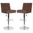 Home Square Ravello Tufted Adjustable Bar Stool in Brown - Set of 2