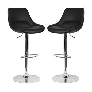 home square faux leather adjustable swivel bar stool in black - set of 2