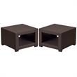 Home Square Wicker Patio End Table in Chocolate Brown - Set of 2