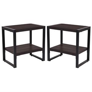 Home Square End Table in Charcoal Finish - Set of 2