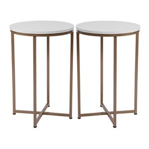 Home Square 16&quot End Table in Gold and White - Set of 2