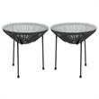 Home Square Valencia Glass Top Patio End Table in Black - Set of 2
