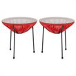 Home Square Valencia Glass Top Patio End Table in Red and Black - Set of 2