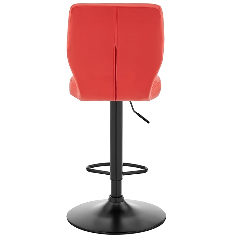 Home Square 2 Piece Faux Leather Adjustable Swivel Bar Stool Set in Red/Black