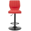 Home Square 2 Piece Faux Leather Adjustable Swivel Bar Stool Set in Red/Black