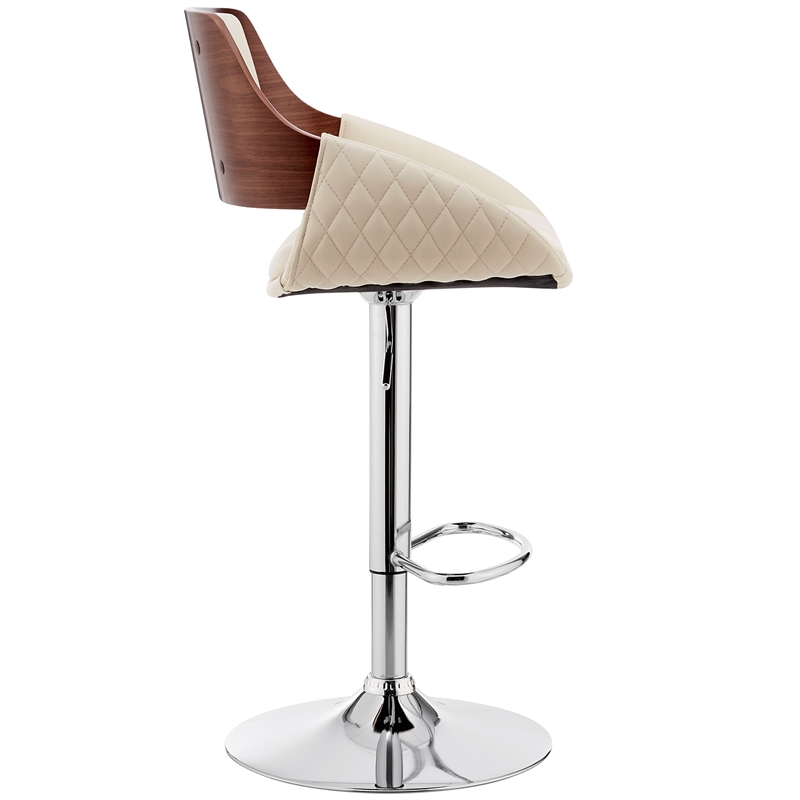 Home Square 2 Piece Furniture Faux Leather/Chrome Bar Stool in Cream