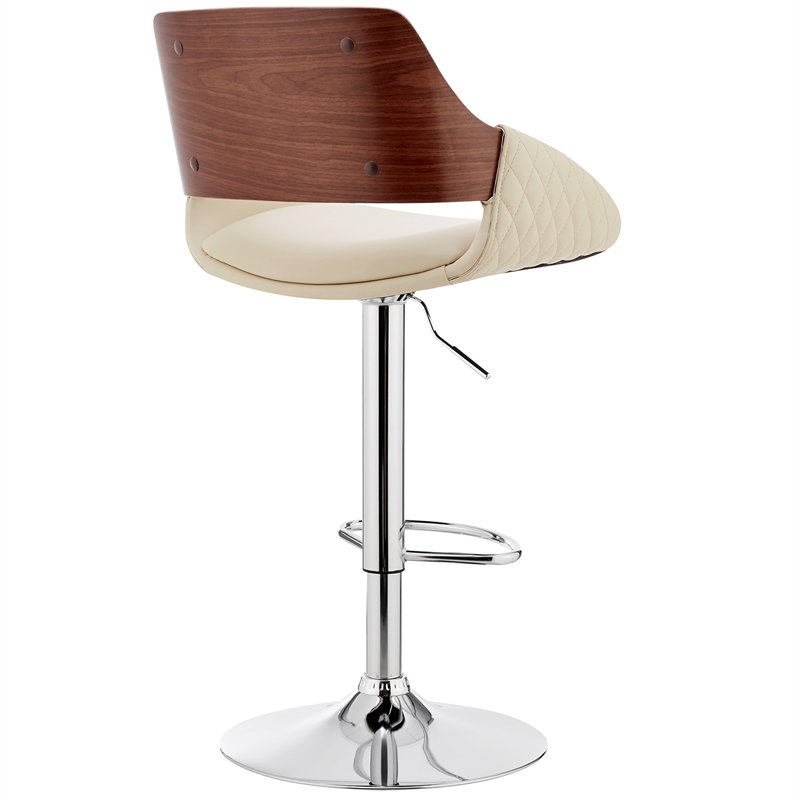 Home Square 2 Piece Furniture Faux Leather/Chrome Bar Stool in Cream