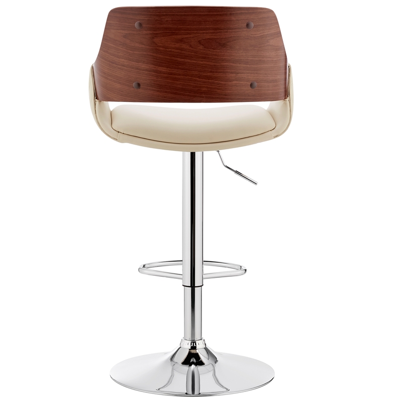 Home Square 2 Piece Furniture Faux Leather/Chrome Bar Stool in Cream