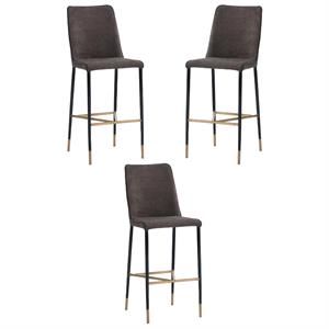 Home Square Klaus 29.75&quot Fabric Barstool in Gray/Black - Set of 3