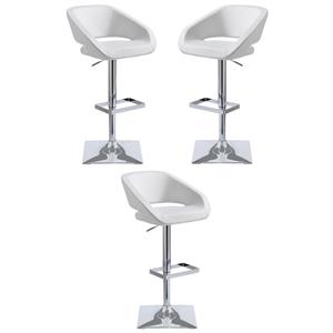 Home Square Gustavo 24 - 32.5&quot Modern Faux Leather Stool in White - Set of 3