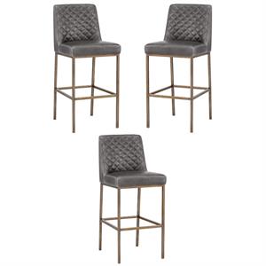 Home Square Leighland 30&quot Transitional Barstool in Light & Dark Gray - Set of 3