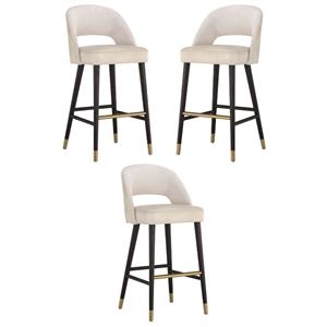 Home Square Monae 30&quot Faux Leather Barstool in Cream - Set of 3