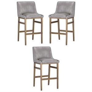 Home Square Halden 29.5&quot Modern Barstool in Gray/Rustic Bronze - Set of 3