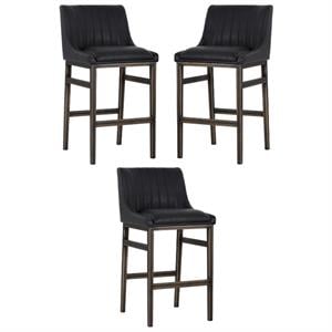 Home Square Halden 29.5&quot Modern Barstool in Black/Rustic Bronze - Set of 3
