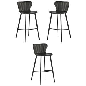 Home Square Arabella 30&quot Modern Fabric Barstool in Gray - Set of 3