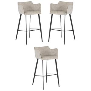 Home Square Griffin 30.25&quot Modern Fabric Barstool in November Gray - Set of 3
