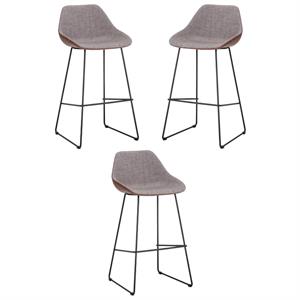 Home Square Mccoy 31&quot Fabric Barstool in Cinnamon Brown - Set of 3
